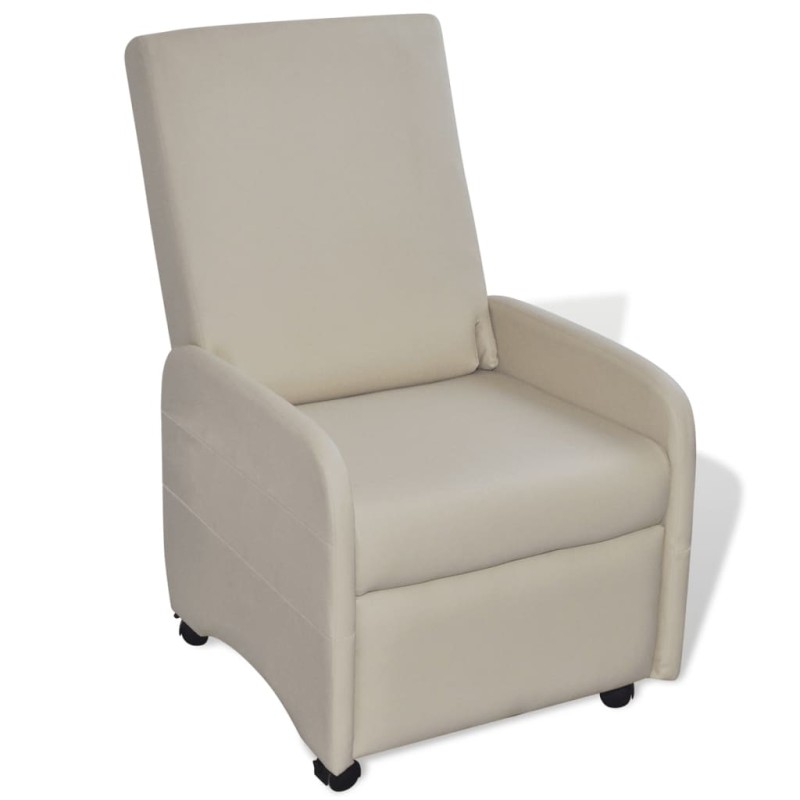 vidaXL Sillón plegable de cuero sintético color crema vidaXL Sillón plegable de cuero sintético color crema