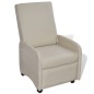 vidaXL Sillón plegable de cuero sintético color crema vidaXL Sillón plegable de cuero sintético color crema