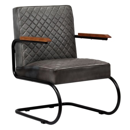 vidaXL Sillón de cuero auténtico gris