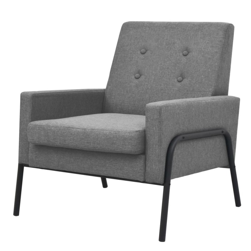 vidaXL Sillón de acero y tela gris claro vidaXL Sillón de acero y tela gris claro