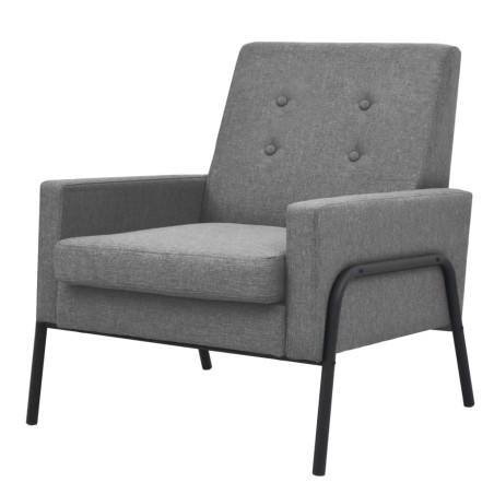 vidaXL Sillón de acero y tela gris claro