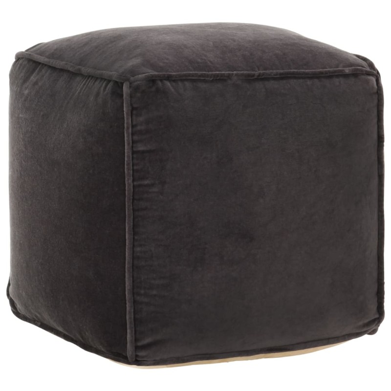 vidaXL Puf terciopelo de algodón gris antracita 40x40x40 cm vidaXL Puf terciopelo de algodón gris antracita 40x40x40 cm