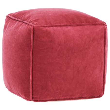 vidaXL Puf terciopelo de algodón rojo 40x40x40 cm