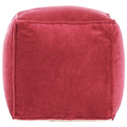 vidaXL Puf terciopelo de algodón rojo 40x40x40 cm