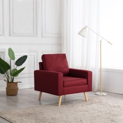 vidaXL Sillón de tela rojo vino tinto 