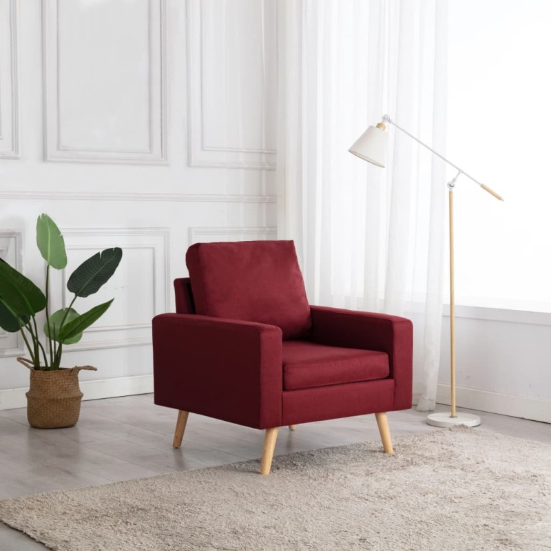vidaXL Sillón de tela rojo vino tinto 
