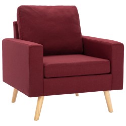 vidaXL Sillón de tela rojo vino tinto 