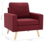 vidaXL Sillón de tela rojo vino tinto 