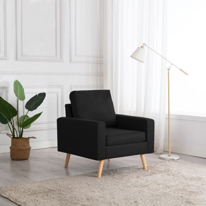 vidaXL Sillón de tela negro vidaXL Sillón de tela negro