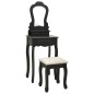vidaXL Juego de tocador y taburete madera paulownia negro 50x59x136 cm vidaXL Juego de tocador y taburete madera paulownia negro 50x59x136 cm