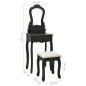 vidaXL Juego de tocador y taburete madera paulownia negro 50x59x136 cm vidaXL Juego de tocador y taburete madera paulownia negro 50x59x136 cm