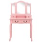 vidaXL Juego de tocador y taburete madera paulownia rosa 80x69x141 cm vidaXL Juego de tocador y taburete madera paulownia rosa 80x69x141 cm