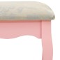 vidaXL Tocador con taburete y espejo triple plegable rosa