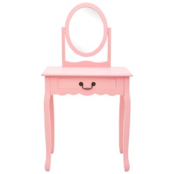 vidaXL Tocador y taburete madera paulownia y MDF rosa 65x36x128 cm