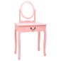 vidaXL Tocador y taburete madera paulownia y MDF rosa 65x36x128 cm