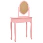 vidaXL Tocador y taburete madera paulownia y MDF rosa 65x36x128 cm