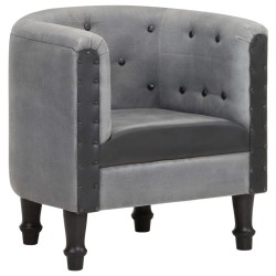 vidaXL Sillón cúbico de cuero auténtico y madera maciza mango negro