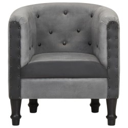 vidaXL Sillón cúbico de cuero auténtico y madera maciza mango negro