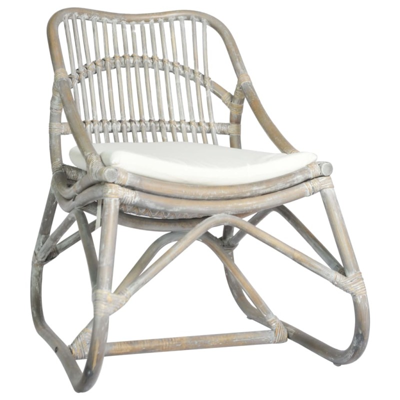 vidaXL Silla de ratán lino gris vidaXL Silla de ratán lino gris