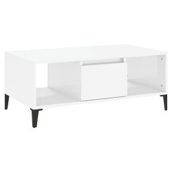 vidaXL Mesa de centro madera contrachapada blanco brillo 90x50x36,5 cm