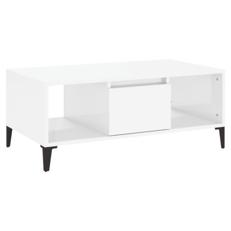 vidaXL Mesa de centro madera contrachapada blanco brillo 90x50x36,5 cm
