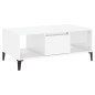 vidaXL Mesa de centro madera contrachapada blanco brillo 90x50x36,5 cm