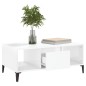 vidaXL Mesa de centro madera contrachapada blanco brillo 90x50x36,5 cm