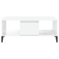 vidaXL Mesa de centro madera contrachapada blanco brillo 90x50x36,5 cm