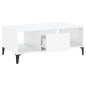 vidaXL Mesa de centro madera contrachapada blanco brillo 90x50x36,5 cm