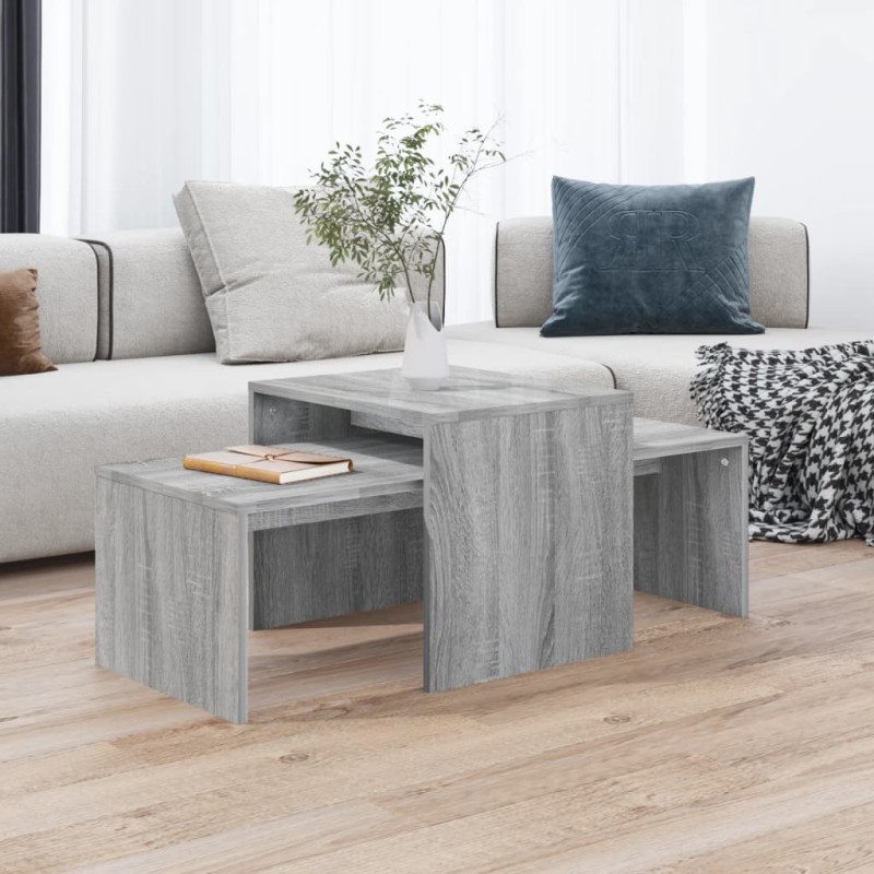 vidaXL Set mesa de centro madera contrachapada gris Sonoma 100x48x40cm vidaXL Set mesa de centro madera contrachapada gris Sonoma 100x48x40cm