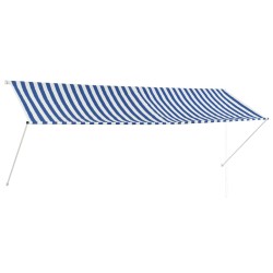 vidaXL Toldo retráctil 350x150 cm azul y blanco