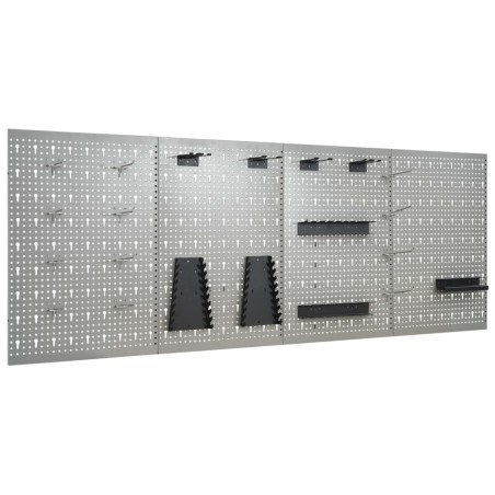 vidaXL Tableros de clavijas para pared 4 unidades acero 40x58 cm