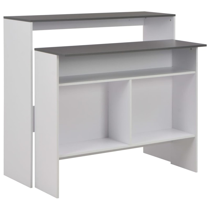 vidaXL Mesa de bar con 2 tableros blanco y gris 130x40x120 cm vidaXL Mesa de bar con 2 tableros blanco y gris 130x40x120 cm