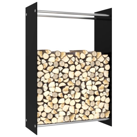 vidaXL Leñero de vidrio negro 80x35x120 cm