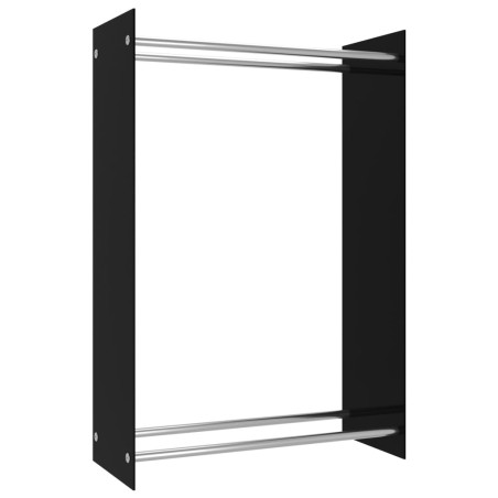 vidaXL Leñero de vidrio negro 80x35x120 cm