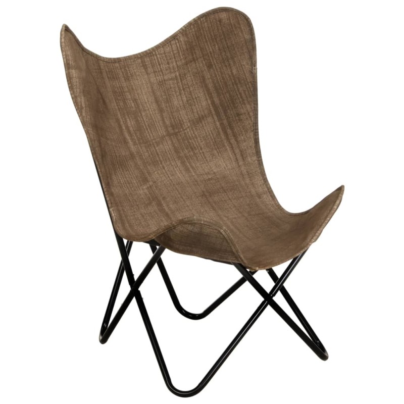 vidaXL Silla Butterfly mariposa de lona gris topo vidaXL Silla Butterfly mariposa de lona gris topo