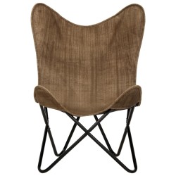 vidaXL Silla Butterfly mariposa de lona gris topo
