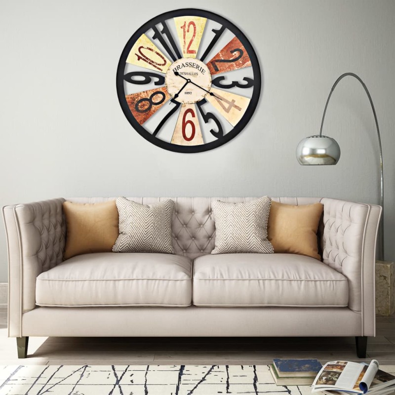 vidaXL Reloj de pared de metal multicolor 60 cm vidaXL Reloj de pared de metal multicolor 60 cm