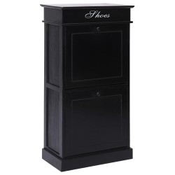 vidaXL Mueble zapatero de madera de Paulownia negro 50x28x98 cm