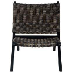vidaXL Silla de ratán kubu natural y madera maciza de caoba negro