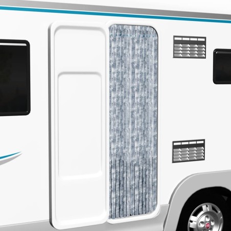 vidaXL Cortina mosquitera blanco y gris chenilla 56x200 cm