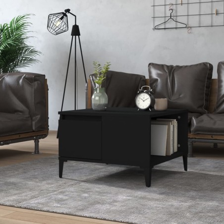 vidaXL Mesa de centro madera contrachapada negro 55x55x36,5 cm