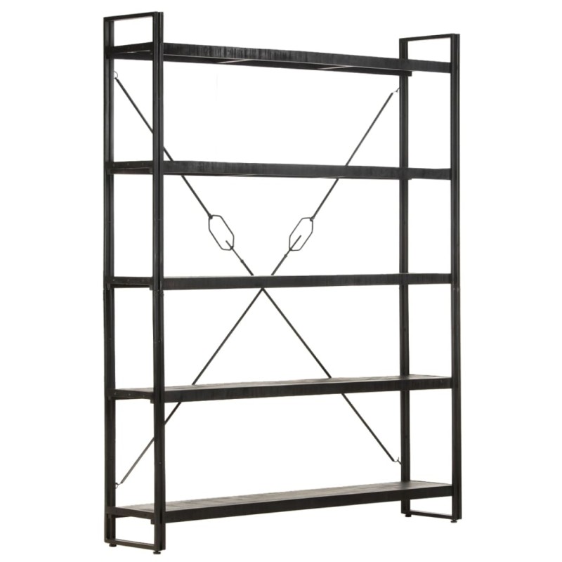 vidaXL Estantería de 5 niveles madera maciza mango negro 140x30x180 cm vidaXL Estantería de 5 niveles madera maciza mango negro 140x30x180 cm