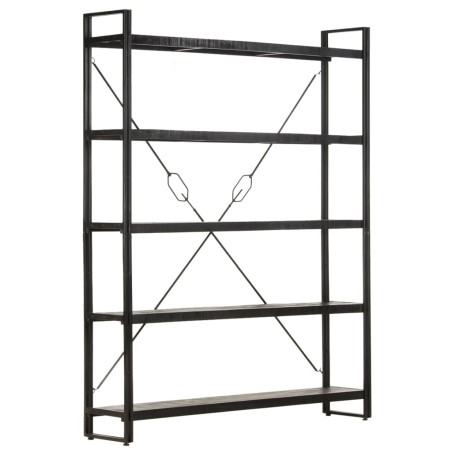 vidaXL Estantería de 5 niveles madera maciza mango negro 140x30x180 cm