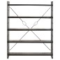 vidaXL Estantería de 5 niveles madera maciza mango negro 140x30x180 cm vidaXL Estantería de 5 niveles madera maciza mango negro 140x30x180 cm
