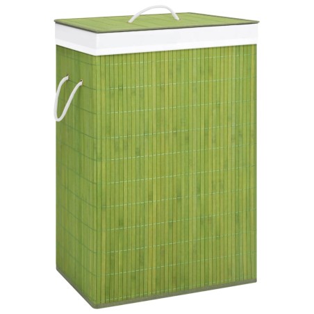vidaXL Cesta para la ropa sucia de bambú de una sección verde