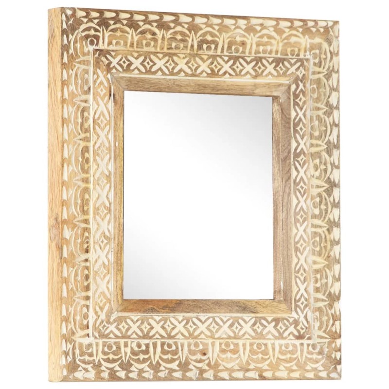 vidaXL Espejo tallado a mano madera maciza de mango 50x50x2,6 cm vidaXL Espejo tallado a mano madera maciza de mango 50x50x2,6 cm