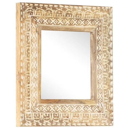 vidaXL Espejo tallado a mano madera maciza de mango 50x50x2,6 cm