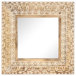 vidaXL Espejo tallado a mano madera maciza de mango 50x50x2,6 cm