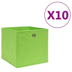 vidaXL Cajas de almacenaje 10 uds tela no tejida verde 28x28x28 cm